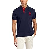 U.S. Polo Assn. Men's Short-Sleeve Polo Shirt with Applique, Casual Summer Slim Fit Polo Shirt with Contrast Color