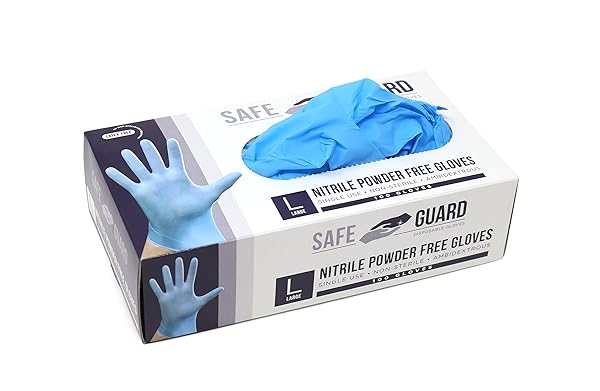 SAFEGUARD NITRILE DISPOSABLE GLOVES, POWDER FREE, FOOD GRADE...