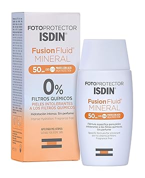 Sunscreen Isdin Fusion Fluid Mineral Spf 50 100 Mineral Facial Sunscreen For Intolerant Skin 50 Ml Amazon De Beauty