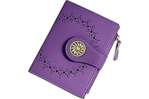 Tipmile Small Wallets Woman Leather Bifold RFID Blocking Card Holder Wallet with Zipper Coin Pocket