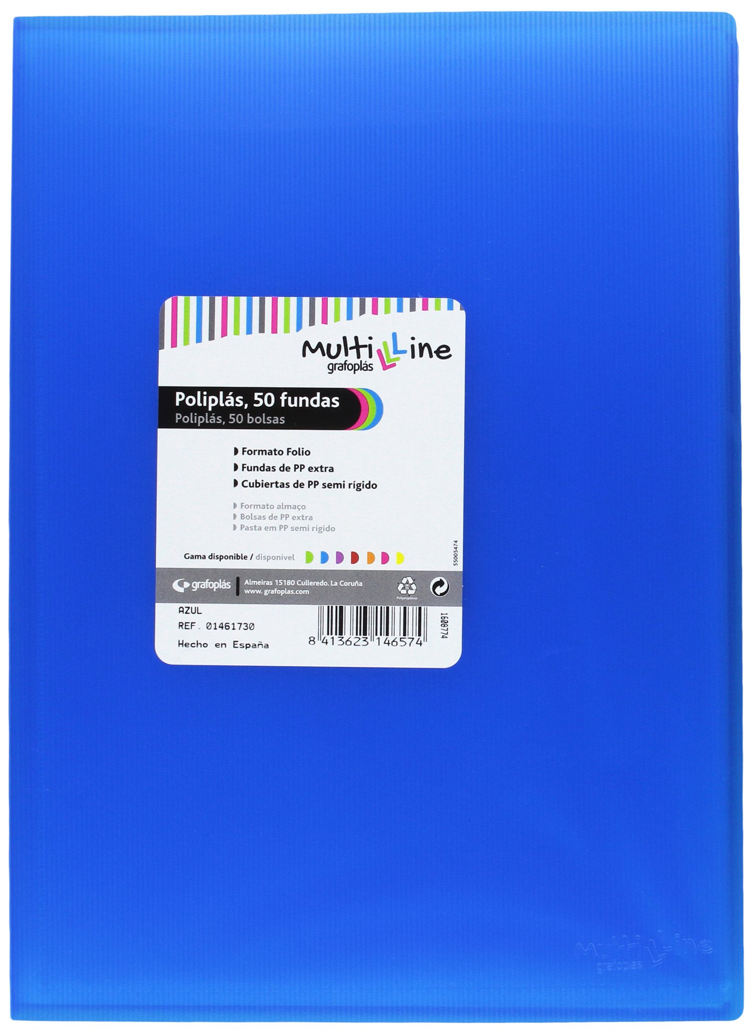 grafoplas 1461730 – 50 Sleeves, Foolscap, Tapas Folder PP, Blue