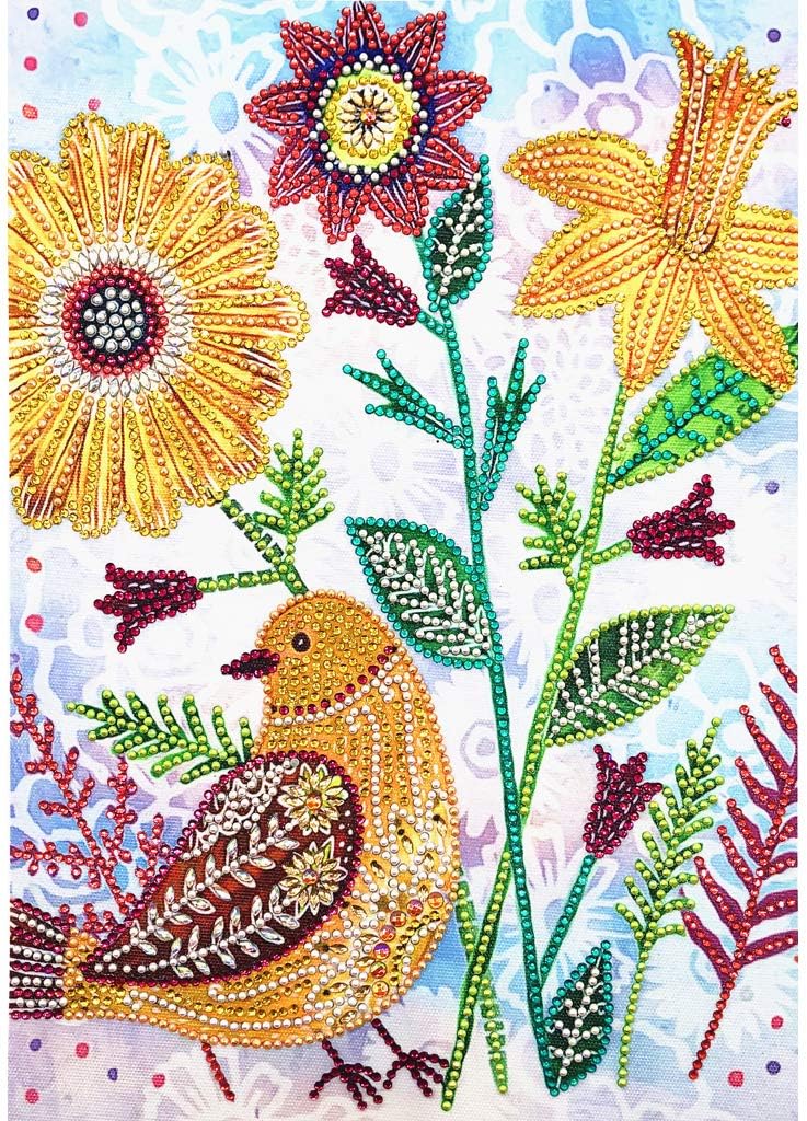 JumpXL Bird Sunflower DIY 5D Diamond Painting Kit Embroidery Pictures Arts Craft DIY Crystal Needlework Full Drill Rhinestone Kit for Home Wall Decor