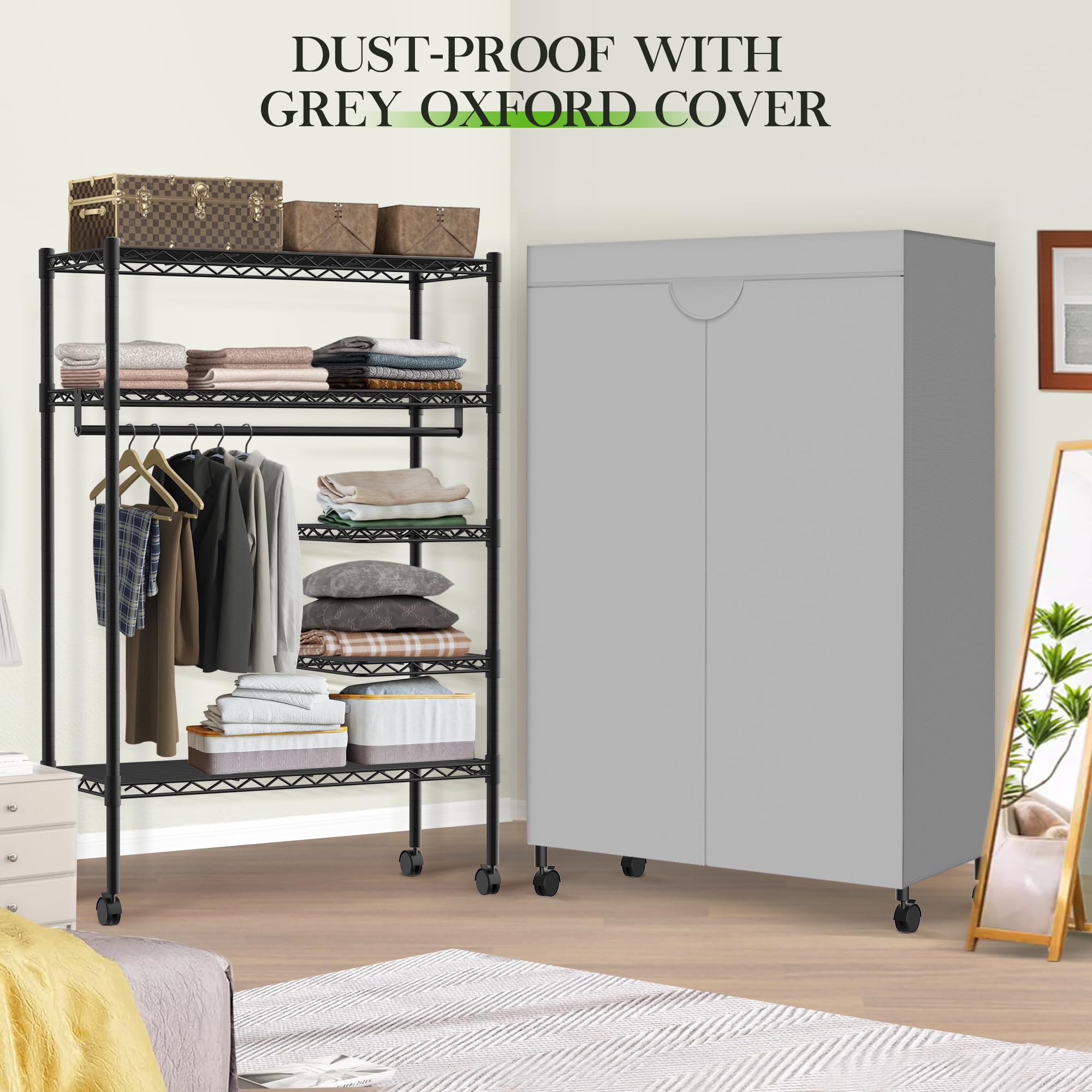 Extra Large Garment Rack Mua Heavy Duty Garment Rack, Free-Standing Rolling Clothes Rack with ...