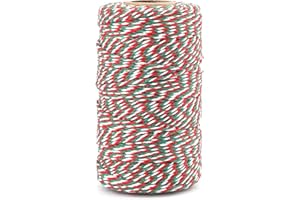 jijAcraft Christmas Twine String, 328 Feet Red Green and White Bakers Twine String, 2MM Heavy Duty Packing String for DIY Crafts, Christmas Decoration, Gift Wrapping, Craft Wrapping