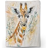 Ti Caldi Artistic Giraffe Watercolor Blanket - Soft Cozy Lightweight Flannel Throw Blanket for Couch, Bed, Travel, Outdoor | Warm Fuzzy Blankets for Adults Kids Women Girls 50×60 in