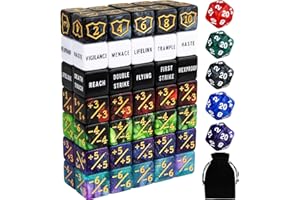 ORUNI 75 Pieces Magic Keyword Counter Dice MTG Counters Dice Set Bulk Ability Life Buff Plus 1 Tokens for MTG, TCG, Cards Gaming Accessories