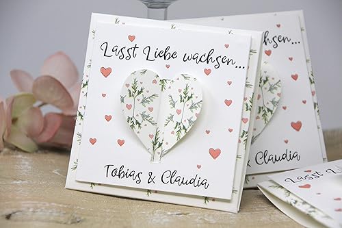 Gastgeschenk zur Hochzeit Personalisiert inkl. Blumensamen FLORA PUR - Herzform