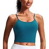 JOYSPELS Smooth Scoop Neck Crop Tank Tops for Women Longline Workout Sports Bras Padded Yoga