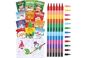 FUNROUS 24 Pcs Bulk Christmas Coloring Books with 24 Stackable Crayons Set Christmas Mini Coloring Books for Xmas Holiday Stocking Stuffers Activity Gifts Party Favors(Vivid)