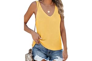 Tutorutor Womens Summer Sleeveless V Neck Sweater Vest Fall Knitted Loose Cami Tank Tops