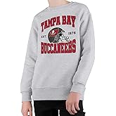 Junk Food Clothing x NFL - Tampa Bay Buccaneers - Team Helmet - Kids Crewneck Fleece Sweatshirt for Boys and Girls - Size Large