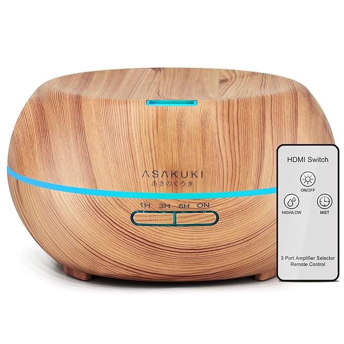 Amazon.com: ASAKUKI Essential Oil Diffuser with Remote Control, 500ml Cool Mist Humidifier, 16 Hours Operation Aroma Diffuser with Waterless Safety Switch & 14 LED Colors: Health & Personal Care
