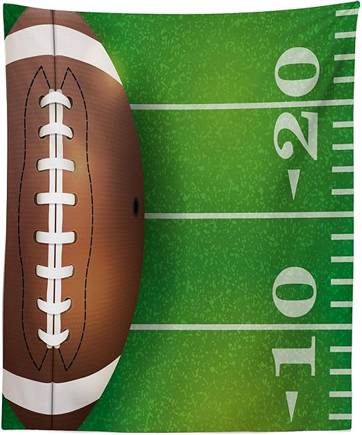 Lunarable Sports Tapestry, American Football Field and Ball