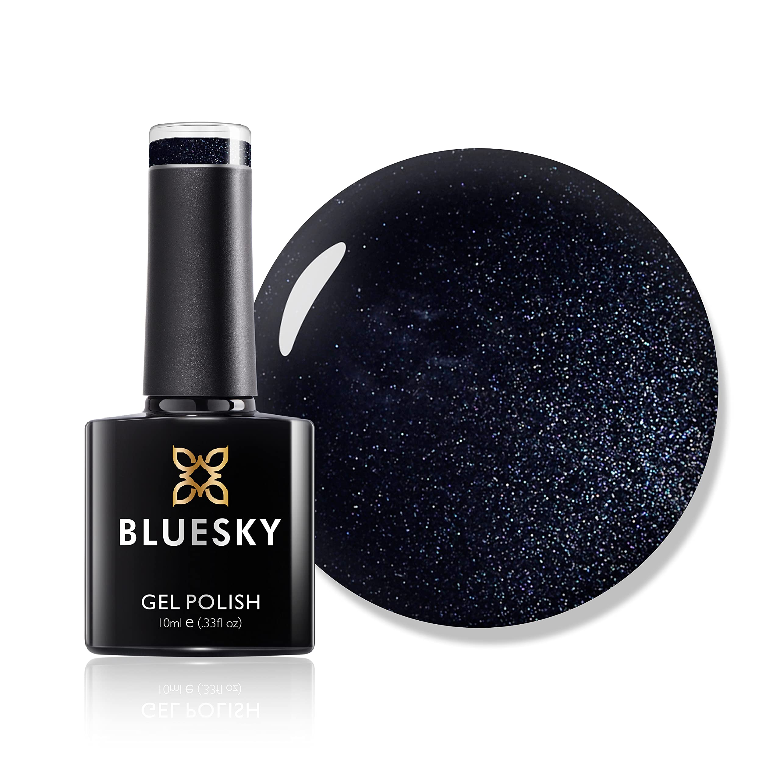 Bluesky Gel Nail Polish, Overtly Onyx 80540, Black, Dark, Glitter, Onyx, Long Lasting, Chip Resistant, 10 ml (Requires Drying Under UV LED Lamp)