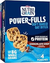 Nutri-Grain Power-Fulls Soft Baked Oat Bites, Protein Snacks, Whole Grain, Chocolate Chip, 5.6oz Box (4 Pouches)