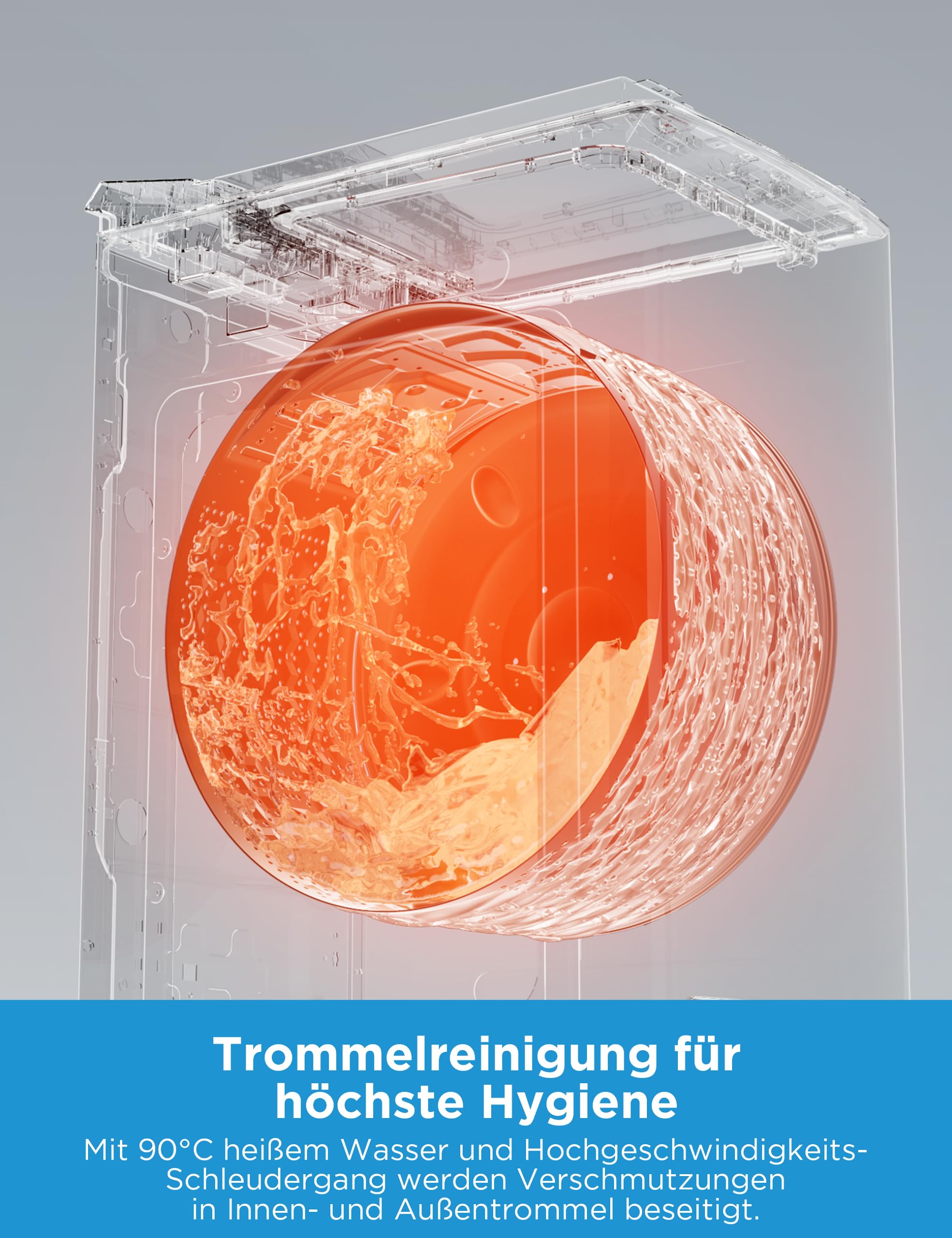 Midea Toplader Waschmaschine MF10ET60B / 6KG / A / 1200 U/min/BLDC Inverter Mortor/Dampffunktion/SoftOpener/XL Türöffnung/Kurz 15'&45' / Mehrere Temperaturoptionen/AquaStop, Weiß 5