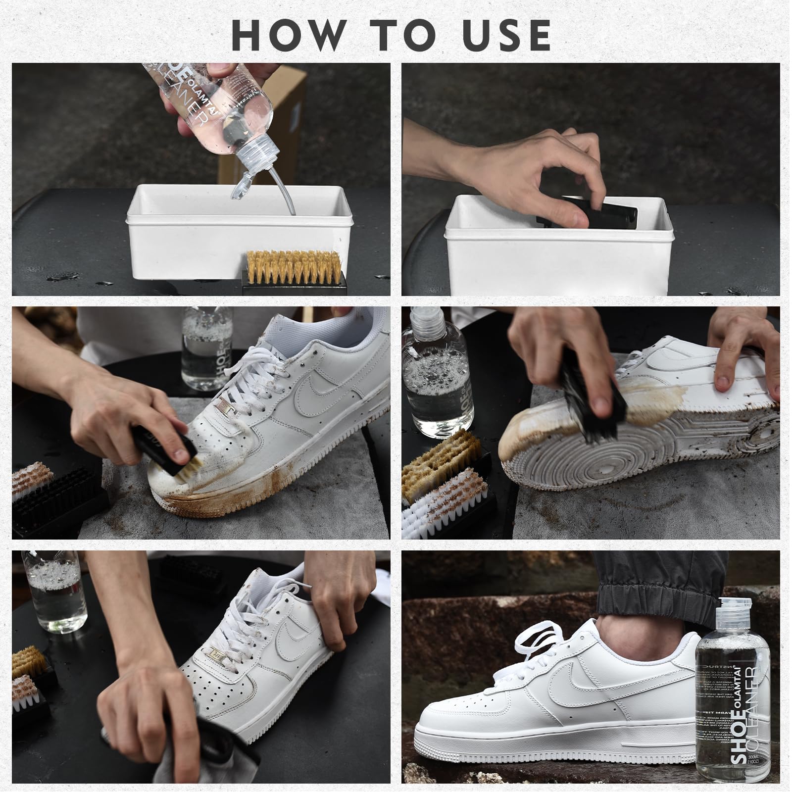 klimakus OLAMTAI Shoe Cleaner Kit for Sneaker, Cleaning Kit, Sneaker 10Oz with 3 Brush & Microfiber Towel Included, Shoe, Suede, Boot, Canvas, PU, Fabric, etc,Clear,(Madala-SC-210201)