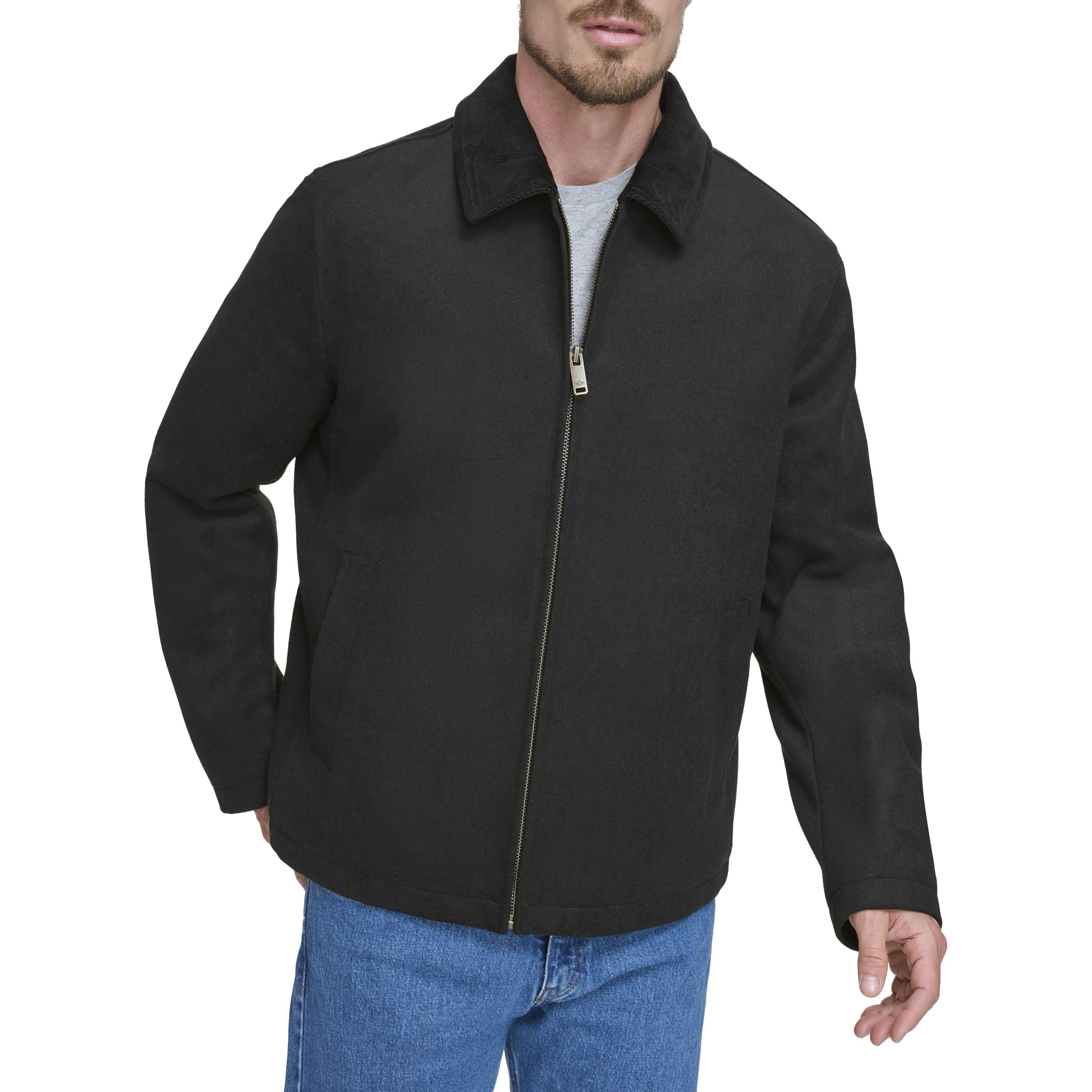Photo 1 of Dockers Men's Wool Blend Zip Up Jacket with Quilted, Black (Without Bib)