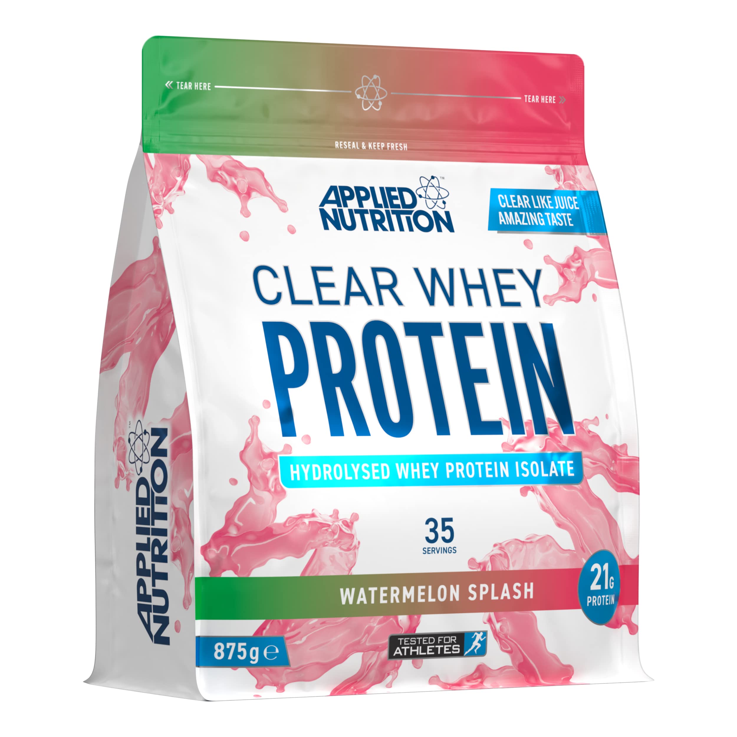 Applied Nutrition Clear Whey Isolate - Whey Protein Isolate, Refreshing High Protein Powder, Fruit Juice Style Flavours (Watermelon) (875g - 35 Servings)