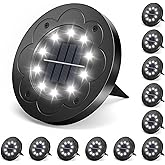 Brightown Solar Lights Outdoor Waterproof, 12 Packs LED In-Ground Solar Yard Lights for Yard, Patio, Garden, Lawn, Deck, Outside, Pathway, Driveway, Walkway, Sidewalk, Cold White