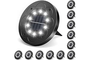 Brightown Solar Lights Outdoor Waterproof, 12 Packs LED In-Ground Solar Yard Lights for Yard, Patio, Garden, Lawn, Deck, Outside, Pathway, Driveway, Walkway, Sidewalk, Cold White