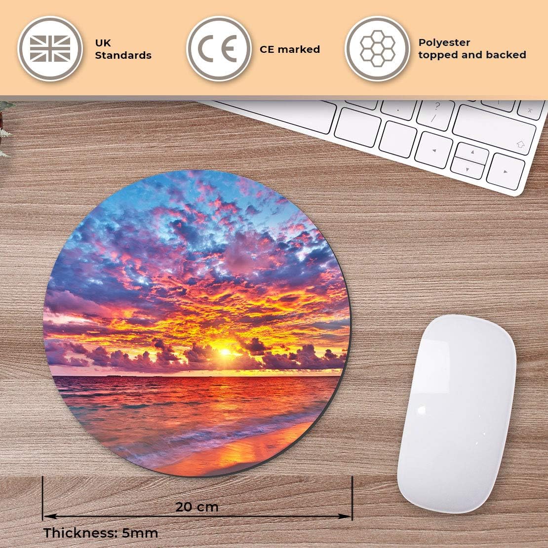 Maldives Sunset Beach Paradise - Flexible Round 5mm Rubber Mouse Mat Pad Office Home Novelty Printed Desk Accessory 21831 - Image 3