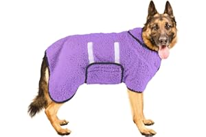 Bienbee Dog Bathrobe, Quick Drying Super Absorbent Dog Robes for After Bath, Warm Keeping Dogs Towel, Dogs Bath Supplies, Light Purple XXL