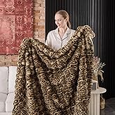 760GSM Faux Rabbit Faux Fur Throw Blanket,Super Thick Warm Bubble Blanket Throw,Fuzzy Luxury Plush Decorative Blanket for Couch Bed Sofa(Leopard Brown,50''x 60'')
