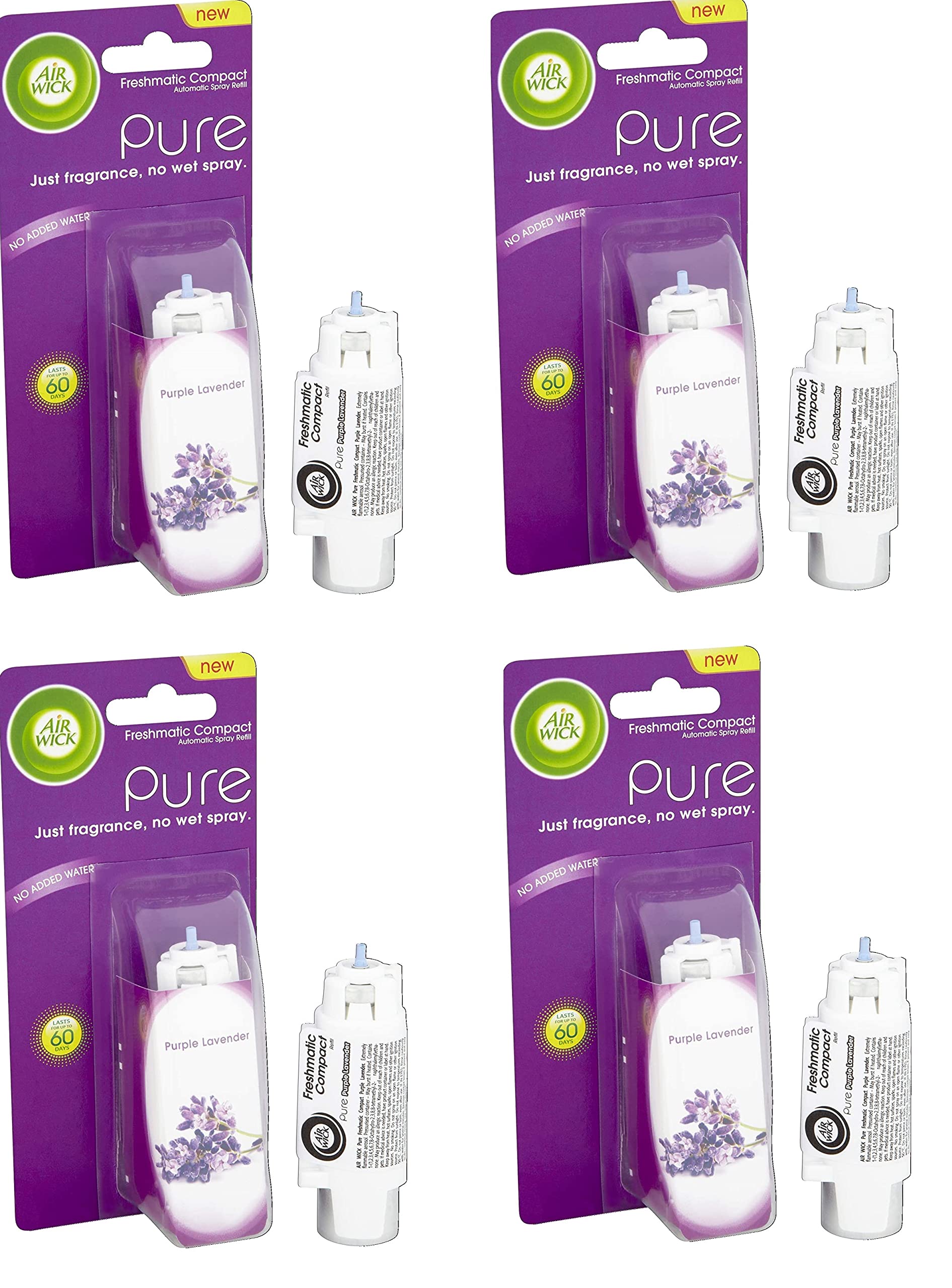 Airwick Freshmatic Pure Compact Air Freshener, Autospray Refill, Lavender, 24 ml, Pack of 4
