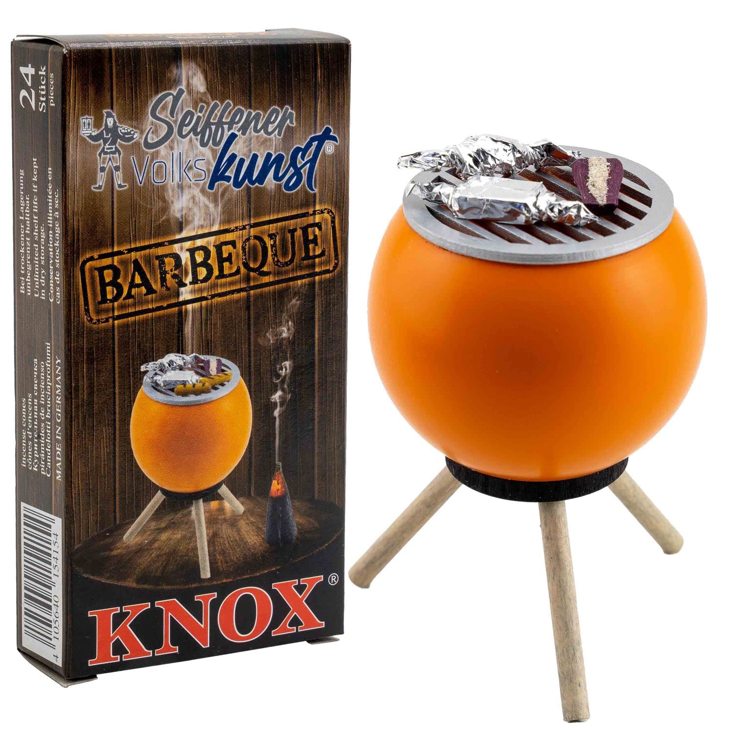 | Smoker grill oven | Smoking figure 10 cm | Grill + incense candles BBQ | Smoking grill with vegetables | orange + Knox