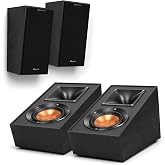 Klipsch R-41SA Dolby Atmos Elevation and Surround Speakers, 4-Pack, Black | Four speakers (2 pairs) for front/rear Dolby Atmos height effects, or wall-mount as elevation or surround speakers