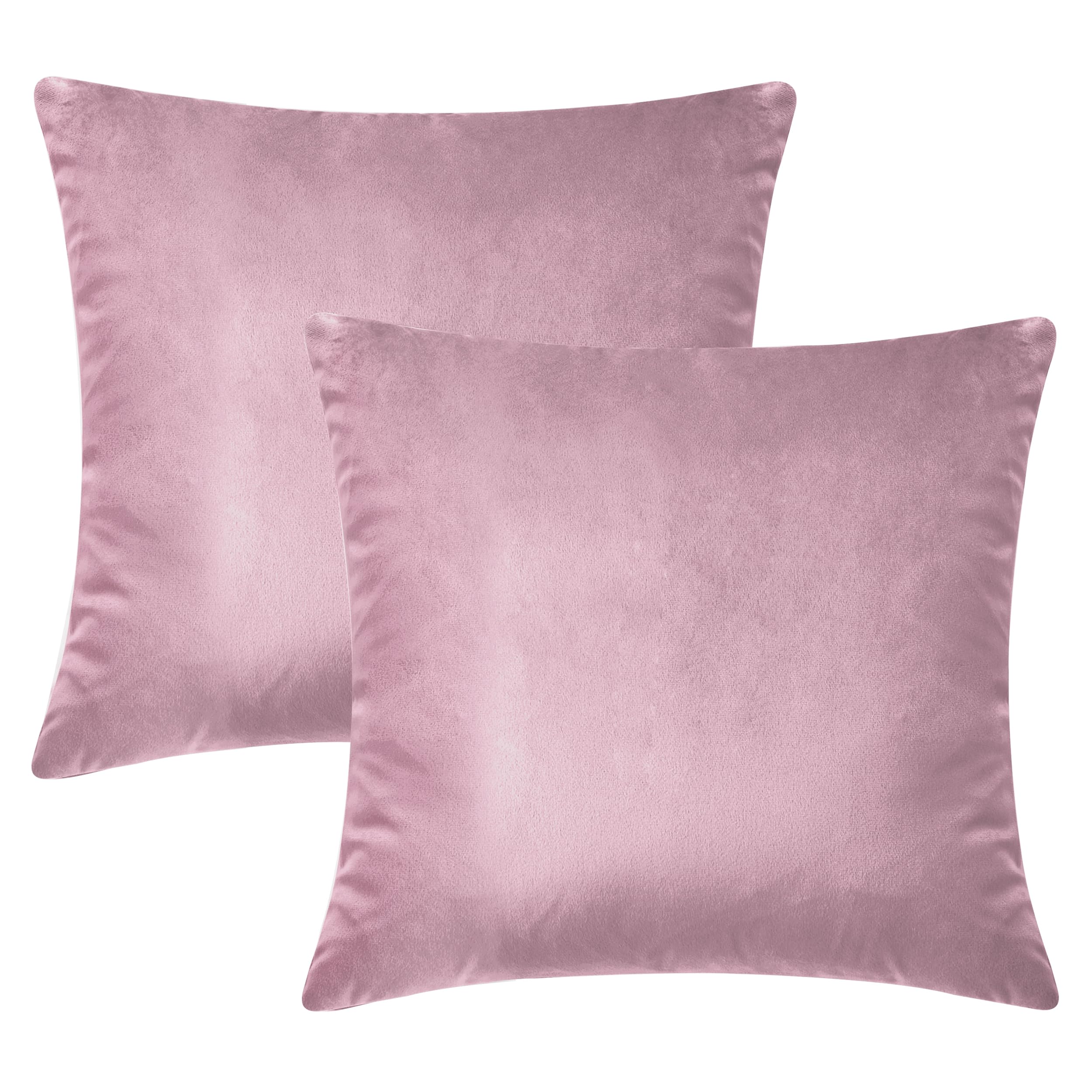 Hafaa Pink Velvet Cushion Covers 45 x 45 cm - Decorative Throw Pillow Covers - Set of 2 Square Pillowcases for Sofa Bedroom Couch, 18x18 Inches