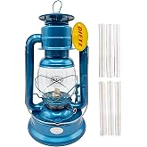 Light of Mine - Dietz #90 D-Lite Blue Oil Lantern Bundle Including 6-Pack of 100% Cotton 7/8" Replacement Wick Strips (#90, Blue)