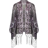 BABEYOND 1920s Sequined Shawl Wraps for Women Fringed Evening Cape Wedding Bridal Shawl Scarf for Evening Dresses Party