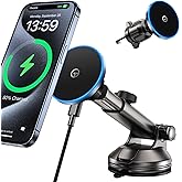 GuMosh for MagSafe Car Mount Charger Dash/Windshield/Vent Wireless Car Charger with [LED Light], Strong Magnetic Phone Holder for Car for iPhone 17 16 15 14 13 12 Series, Fit MagSafe Accessories