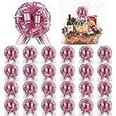 24 Pink Gift Warpping Bow Pull Bows Christmas Warp Bow Party Metallic Matte Bows for Present Anniversary Boxes Flower Decorations Valentine's Day (Pink-CC)