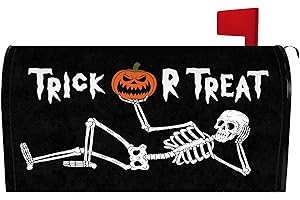 HARETU Halloween Skull Mailbox Cover 21x18 Inch, Trick Or Treat Post Letter Box Covers, Halloween Spooky Magnetic Waterproof Mail Wraps for Outdoor Yard Garden Standard Mailbox Decor