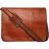 15-Inch Genuine Leather Messenger Bag for Men – Handmade Vintage Laptop Satchel, Crossbody Shoulder Bag with Adjustable Strap & Multiple Compartments