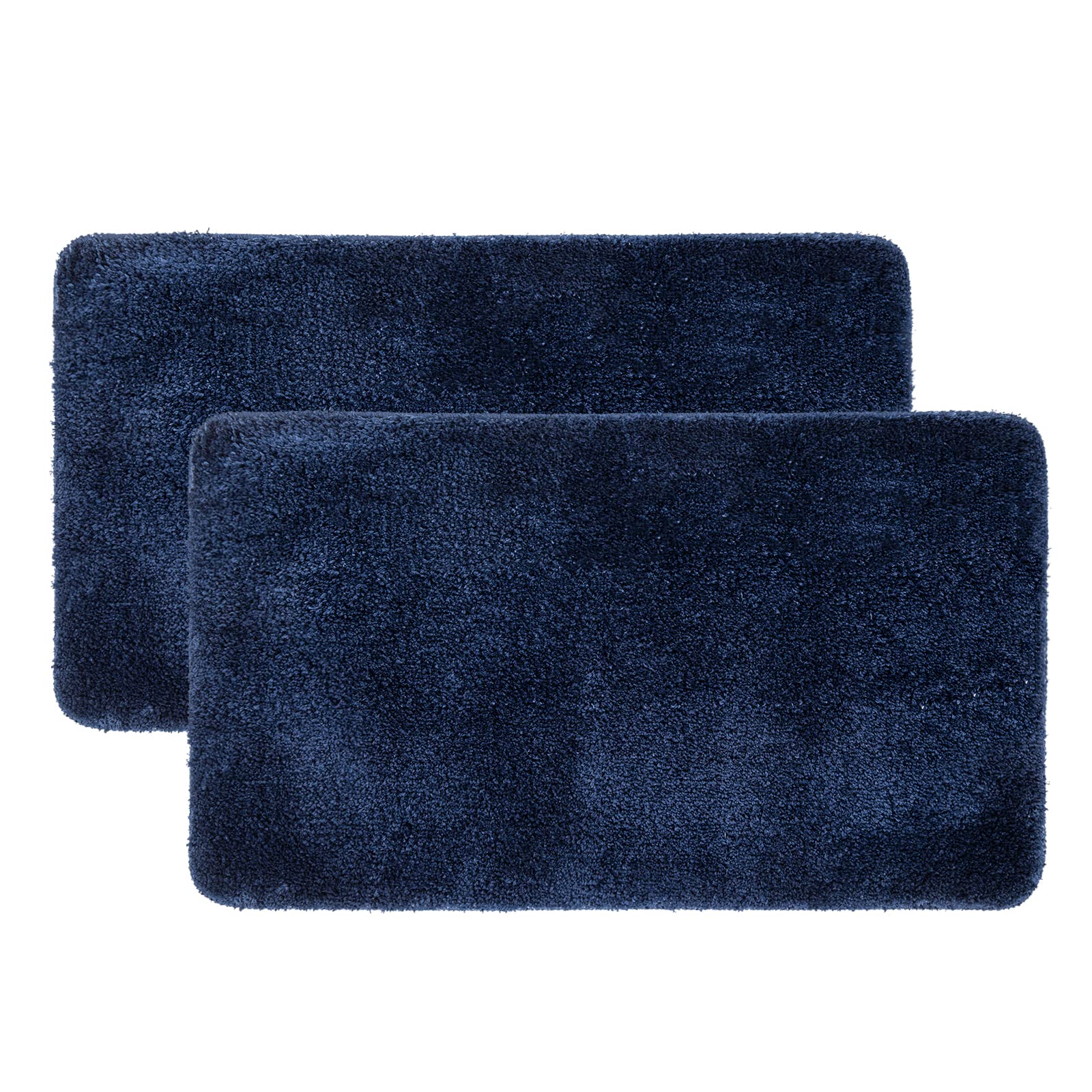 MIULEE 2 Piece Bath Mat Shower Mat Non-Slip Tabis Absorbent Soft Microfibre Toilet Bath Tub Outlet Kitchen Living Room Bedroom Dark Blue 40 x 60 cm