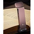 86lux Reading Light, Rechargable Book Light for Reading in Bed, Ultralight Clip-on LED Bookmark Lamp with 3 Amber Colors & Stepless Dimming for Night Reading for Book Lovers, Kids, Pink Brown