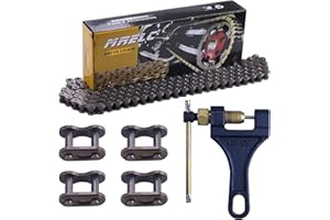 MRELC 420H Motorcycle Chain+ Chain Breaker,98-Link Heavy Duty Drive Chain