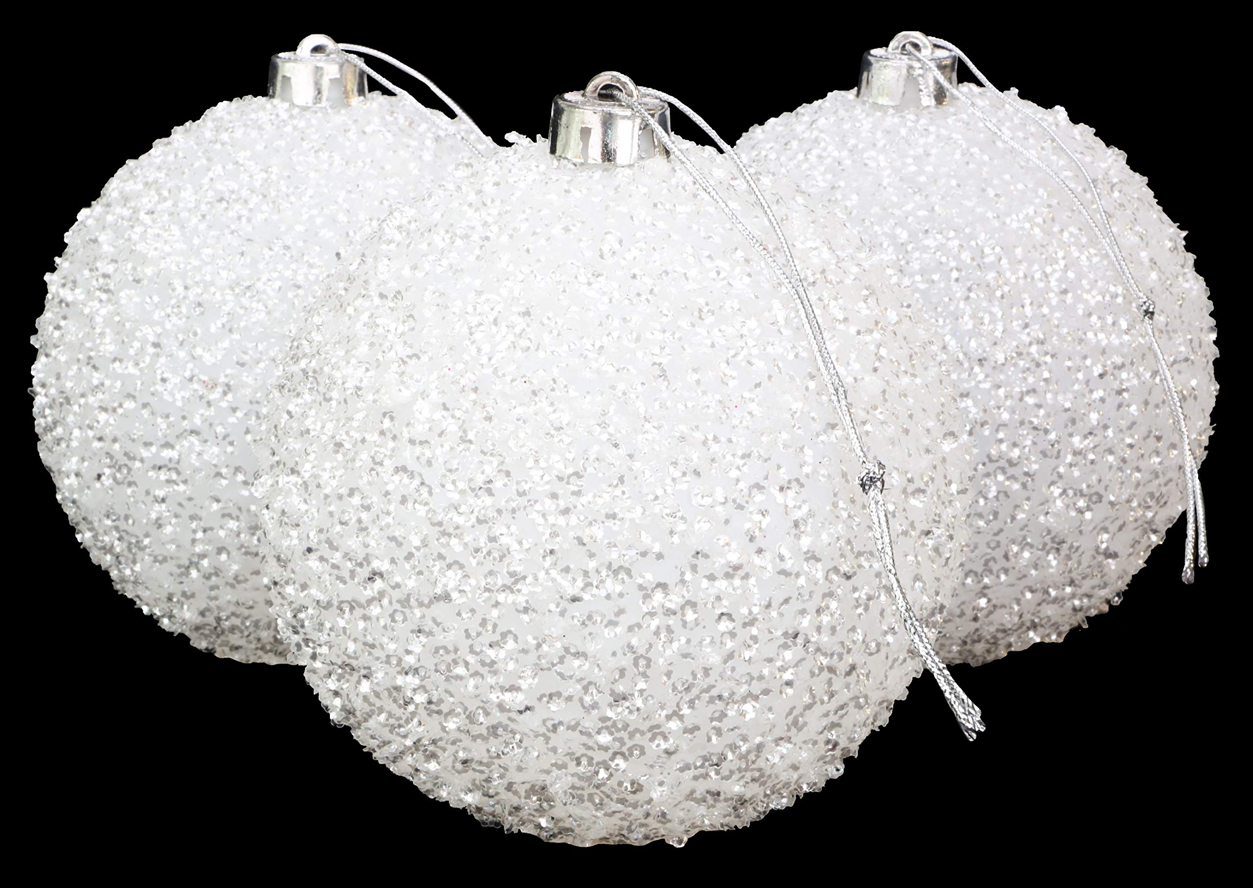 Christmas Concepts® Pack of 3-150mm (6") Christmas Tree Baubles - Iridescent White Sparkle Baubles