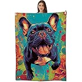 amepay Cute French Bulldog Blanket - Ultra Soft & Cozy Flannel Fleece Throw Blankets for Couch, Bed, Travel - Lightweight & Plush Warmth for Boys Girls Adults, Perfect for Outdoor Lounging 60x50 inch
