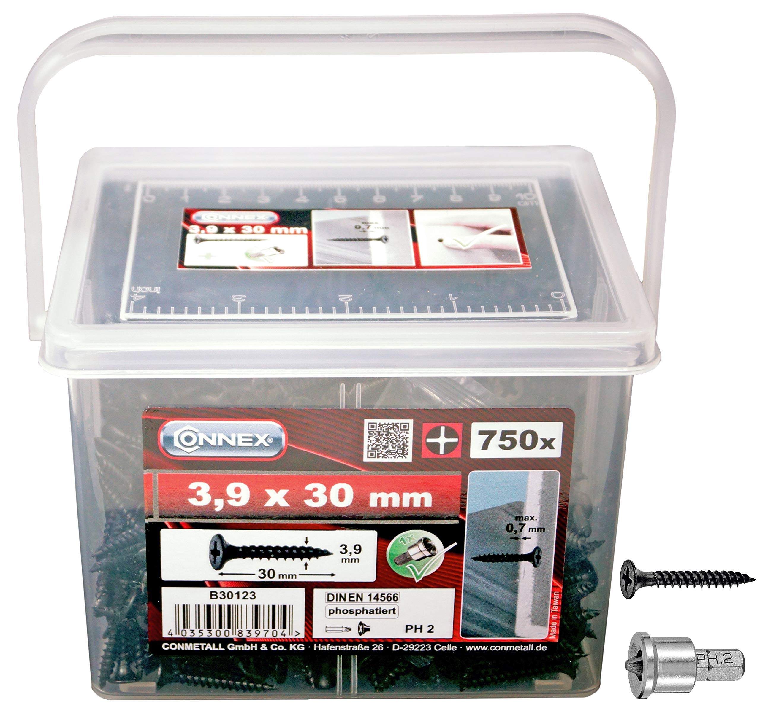 CONNEX B30123 3.9 x 30mm Dry Wall Screw with Fine Thread (750 Pieces)