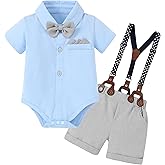SANMIO Baby Boy Clothes Suits Short Sleeve Top+Bowtie+Suspender Shorts Summer Infant Gentleman Birthday Outfits