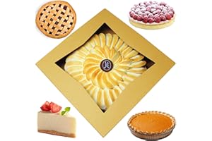 BAKELUV Pie Boxes for 9 Inch Pie | Brown, 12 Pack | 9x9x2.5 Bakery Box with Window, 9x9 Cookie Box, 9 Inch Pastry Boxes with Window Bulk, Cake Boxes, Auto Pop Up