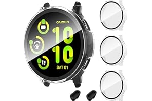 AIDOWU 3 Pack for Garmin Vivoactive 5 Cases with 9H Tempered Glass Screen Protector Cover Touch Sensitive,Scratch Resistant,Ultra-Thin Hard PC Case for Garmin Vivoactive 5