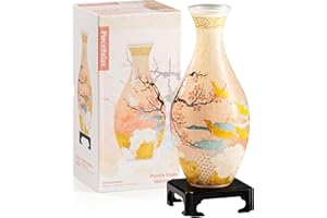 PieceRelax Unique Flower Vase - 3D Puzzle Vase for Adults to Flower Arrangement and Home Decoration Made by 160 Curved and Translucent Plastic Puzzle Pieces - Spring Symphony [S1040]