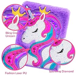 Unicorn Diary for Girls with Lock, Plush Unicorn