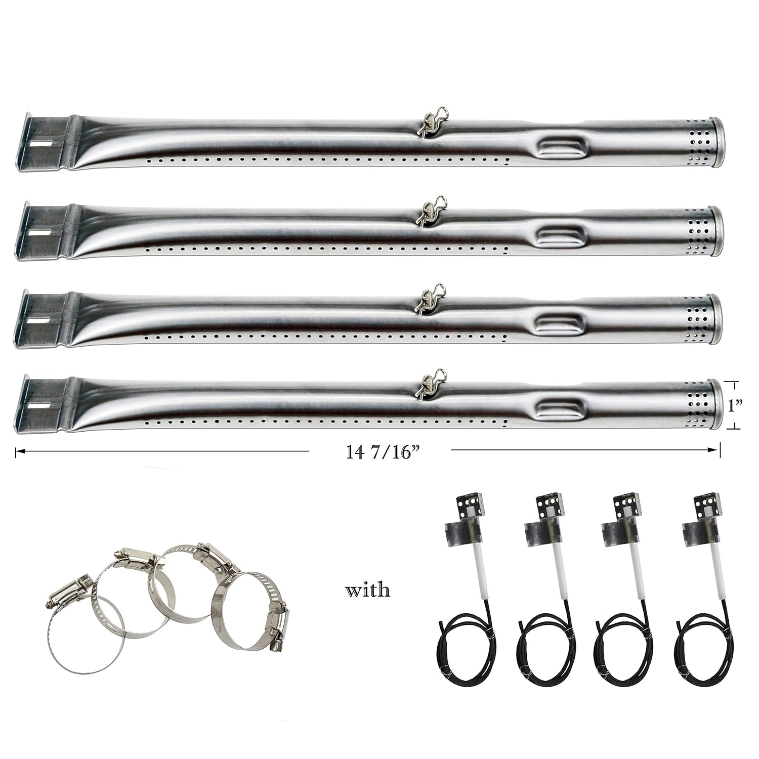 Hisencn Grill Parts Stainless Steel Pipe Burner Tubes with Igniter